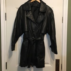 Genuine Leather Trench with Belt • Women’s Size 16
